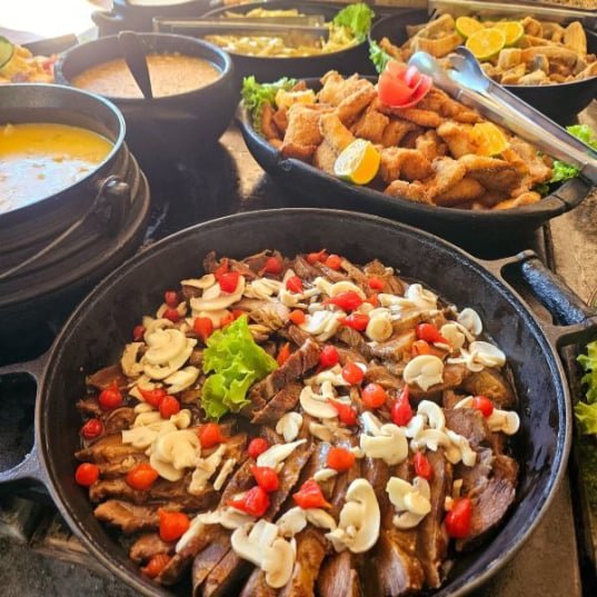 cardapio no parque, pratos quentes